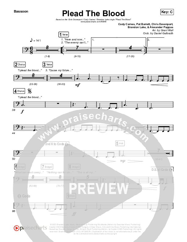 Plead The Blood Bassoon (Chris Davenport / Cody Carnes / Brandon Lake)