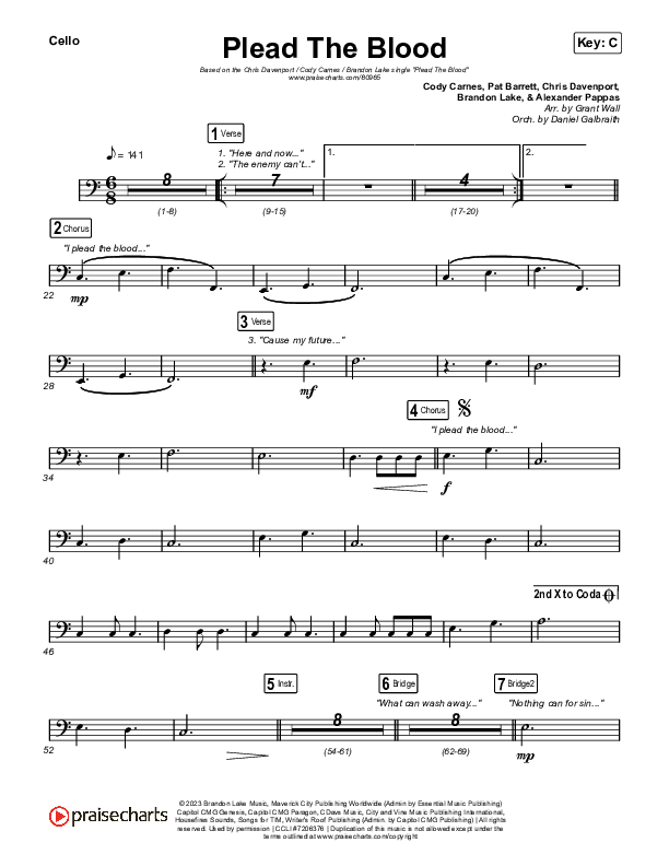 Plead The Blood Cello (Chris Davenport / Cody Carnes / Brandon Lake)