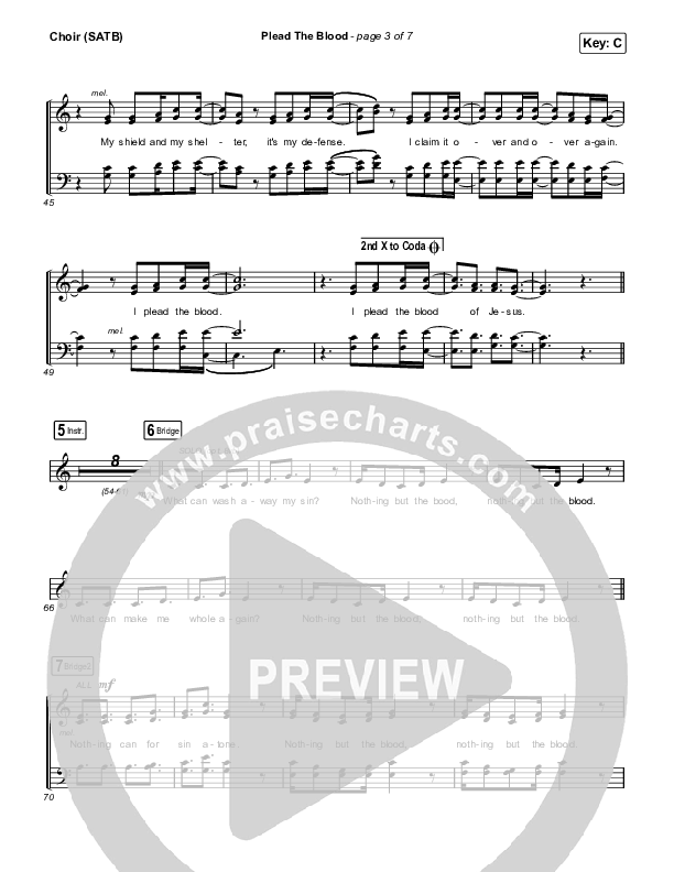 Plead The Blood Choir Sheet (SATB) (Chris Davenport / Cody Carnes / Brandon Lake)