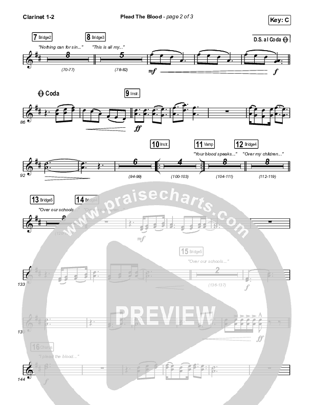 Plead The Blood Clarinet 1,2 (Chris Davenport / Cody Carnes / Brandon Lake)