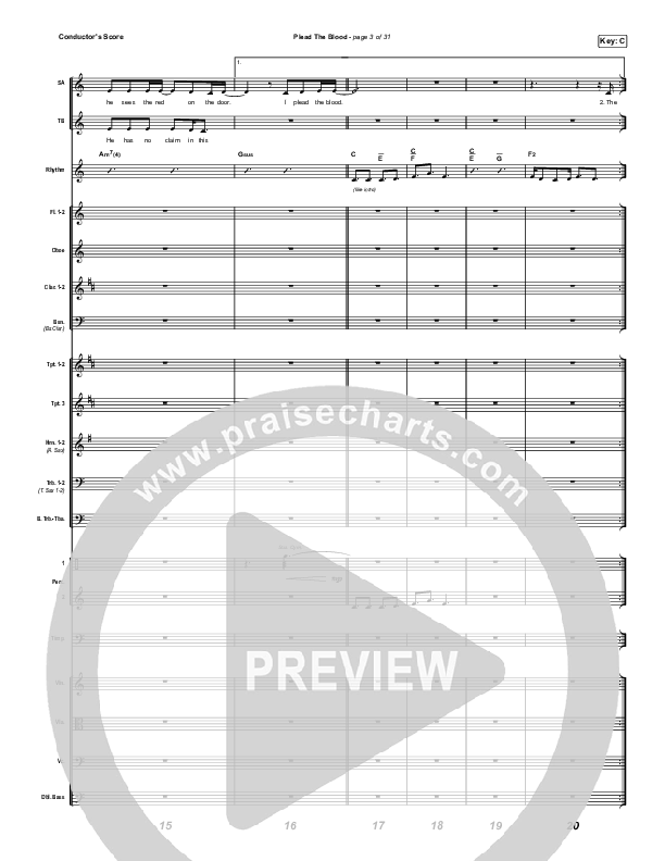 Plead The Blood Conductor's Score (Chris Davenport / Cody Carnes / Brandon Lake)