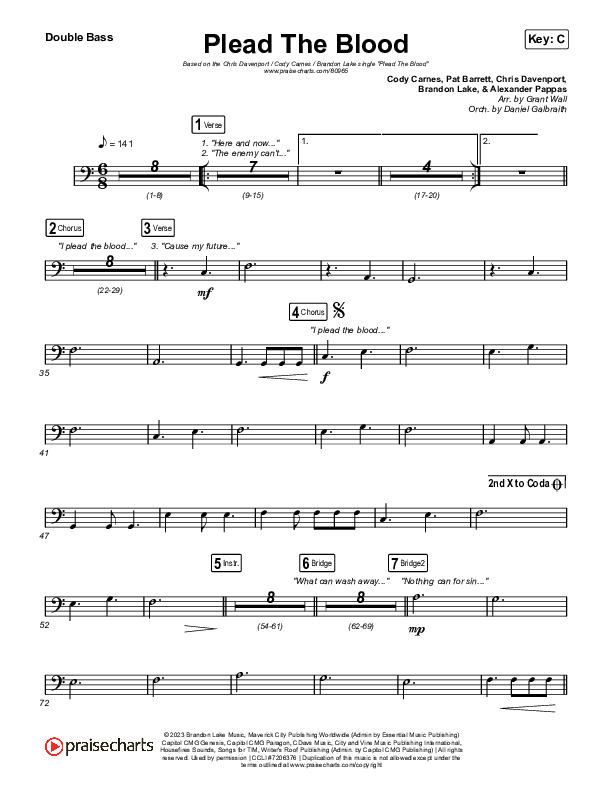 Plead The Blood String Bass (Chris Davenport / Cody Carnes / Brandon Lake)