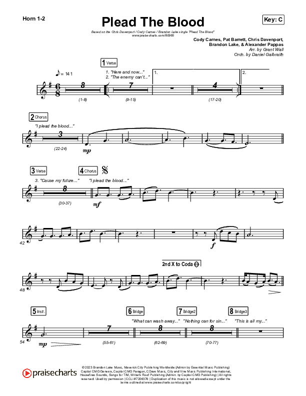 Plead The Blood Brass Pack (Chris Davenport / Cody Carnes / Brandon Lake)