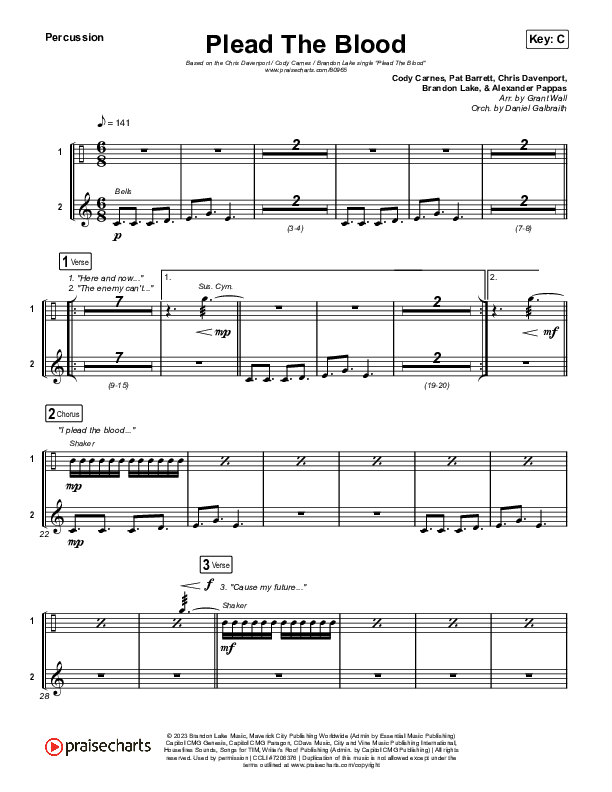 Plead The Blood Percussion (Chris Davenport / Cody Carnes / Brandon Lake)