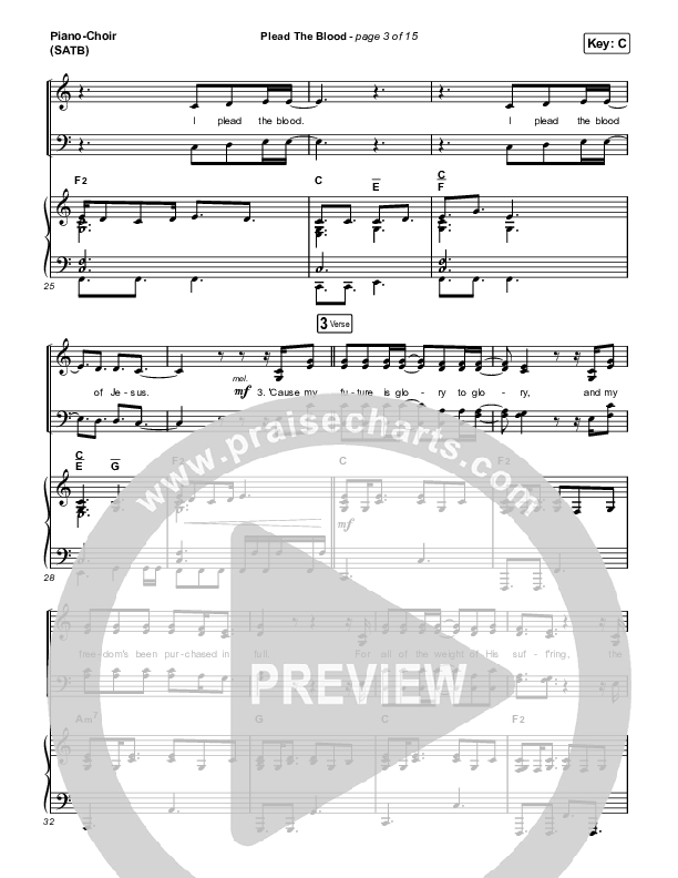 Plead The Blood Piano/Vocal (SATB) (Chris Davenport / Cody Carnes / Brandon Lake)