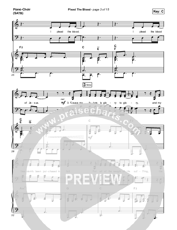 Plead The Blood Piano/Vocal (SATB) (Chris Davenport / Cody Carnes / Brandon Lake)