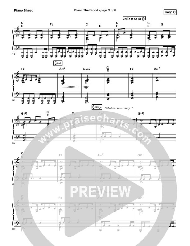 Plead The Blood Piano Sheet (Chris Davenport / Cody Carnes / Brandon Lake)