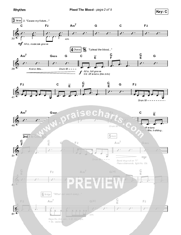 Plead The Blood Rhythm Chart (Chris Davenport / Cody Carnes / Brandon Lake)