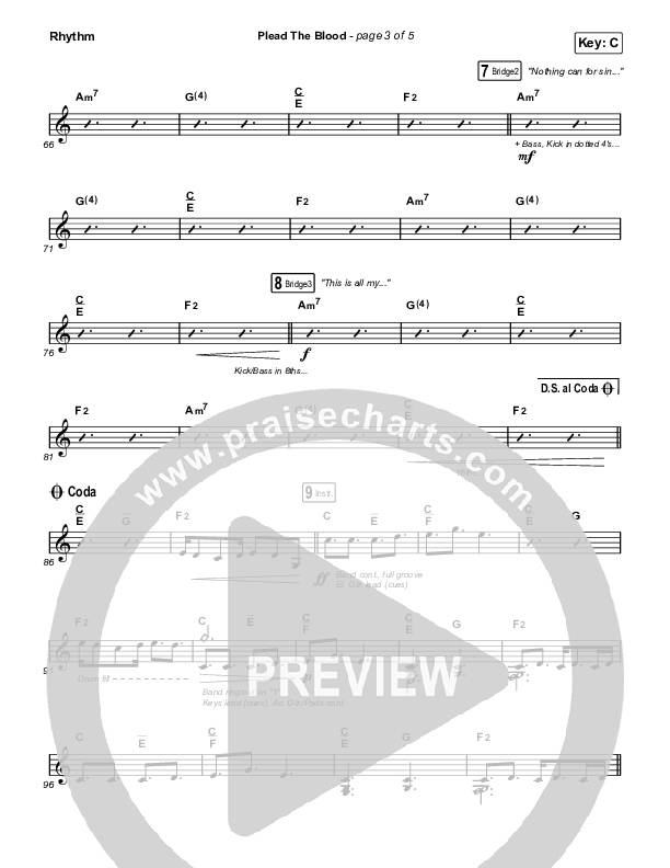 Plead The Blood Rhythm Chart (Chris Davenport / Cody Carnes / Brandon Lake)