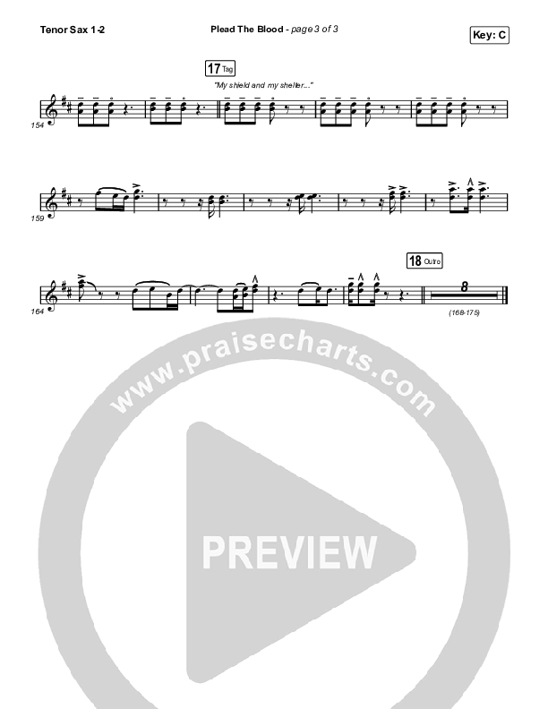 Plead The Blood Tenor Sax 1,2 (Chris Davenport / Cody Carnes / Brandon Lake)