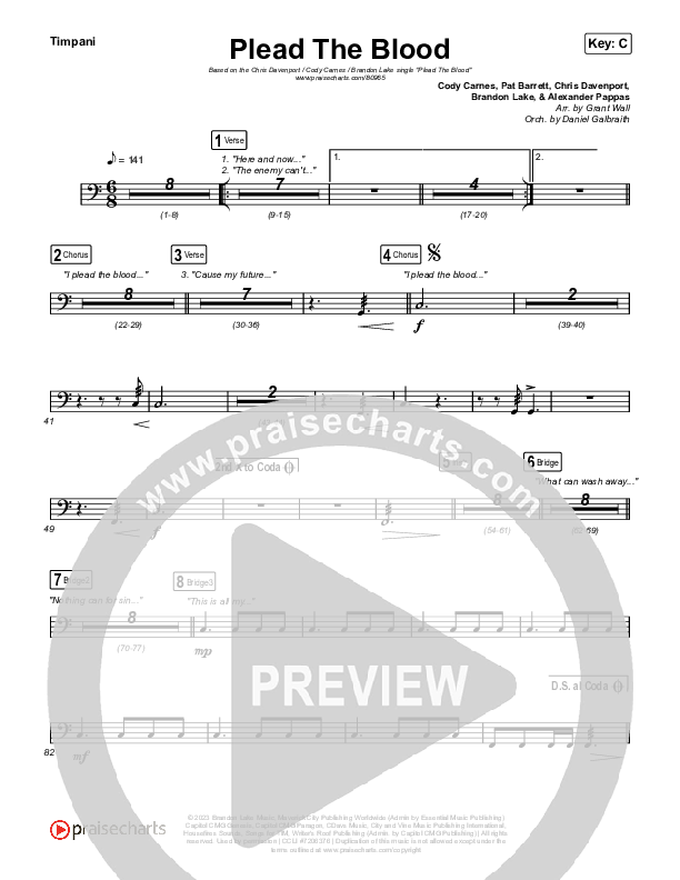 Plead The Blood Timpani (Chris Davenport / Cody Carnes / Brandon Lake)