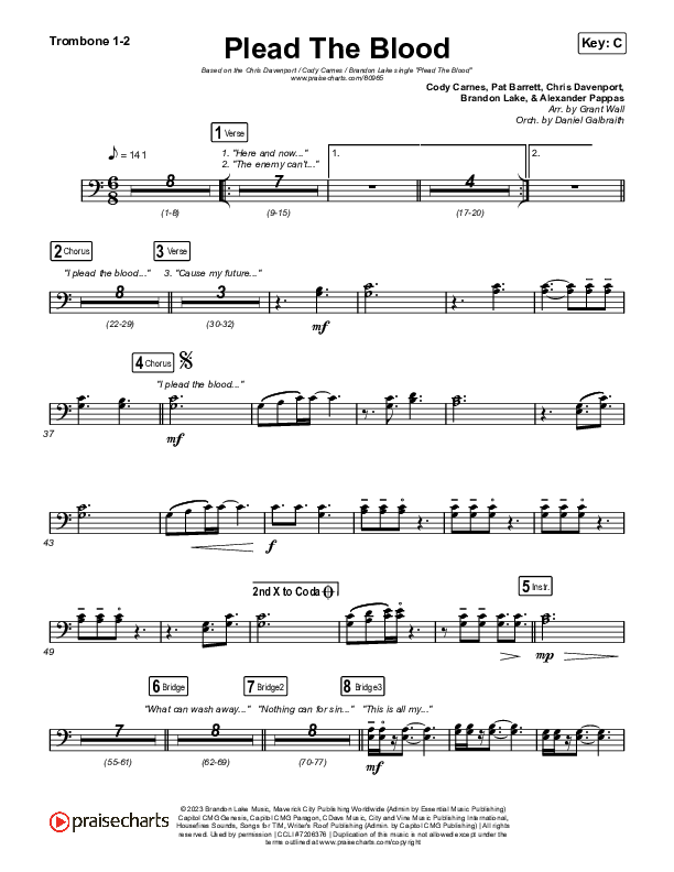 Plead The Blood Trombone 1,2 (Chris Davenport / Cody Carnes / Brandon Lake)