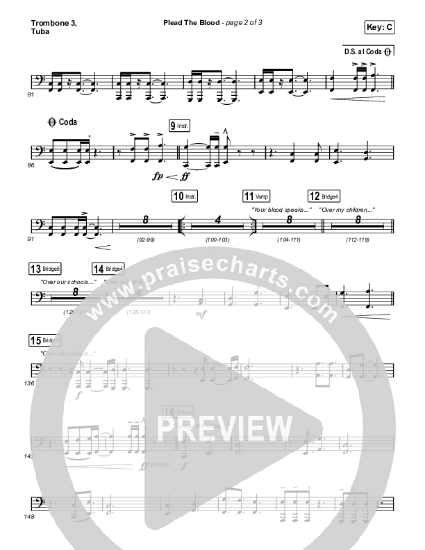 Plead The Blood Trombone 3/Tuba (Chris Davenport / Cody Carnes / Brandon Lake)