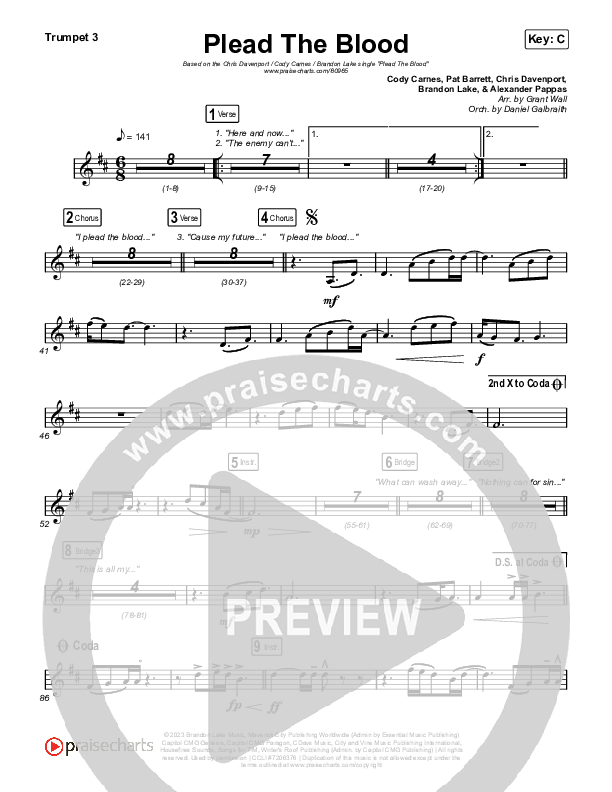 Plead The Blood Trumpet 3 (Chris Davenport / Cody Carnes / Brandon Lake)