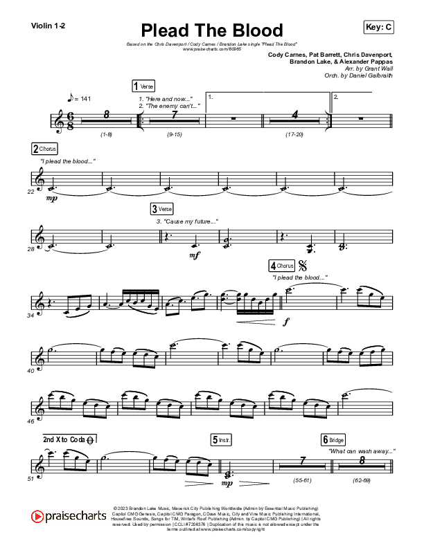 Plead The Blood String Pack (Chris Davenport / Cody Carnes / Brandon Lake)