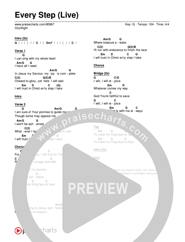 Every Step (Live) Chords & Lyrics (CityAlight)