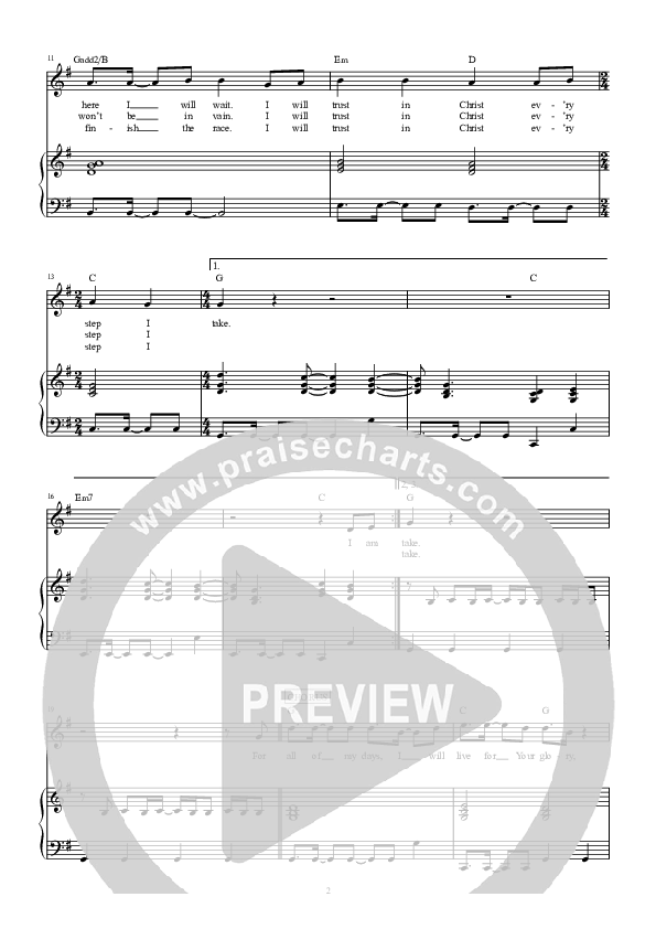 Every Step (Live) Piano/Melody (CityAlight)