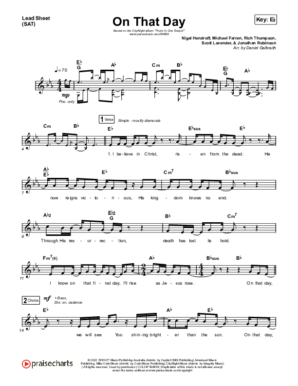 On That Day (Live) Lead Sheet (SAT) (CityAlight)