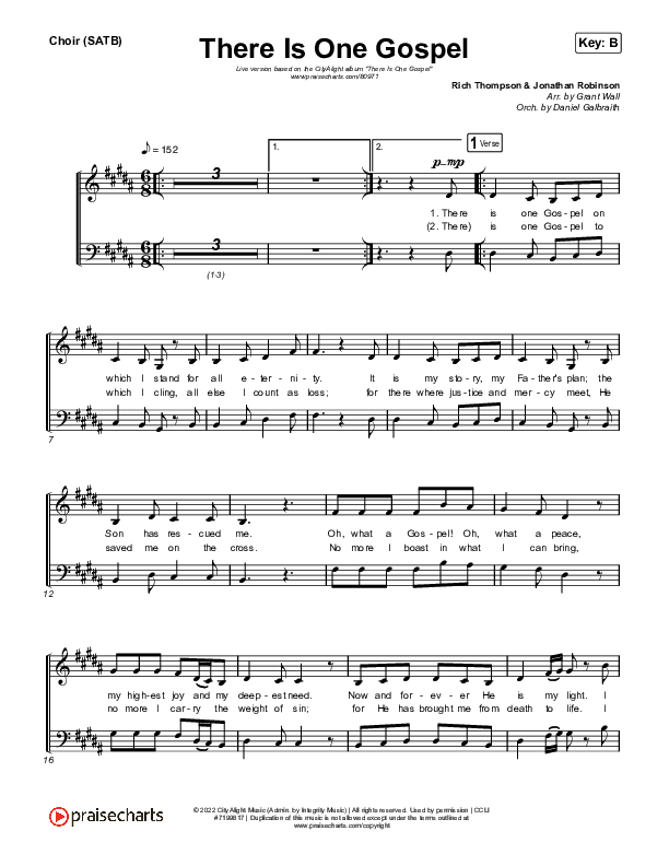There Is One Gospel (Live) Choir Sheet (SATB) (CityAlight)