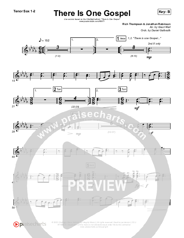 There Is One Gospel (Live) Tenor Sax 1,2 (CityAlight)