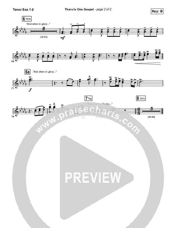 There Is One Gospel (Live) Tenor Sax 1,2 (CityAlight)