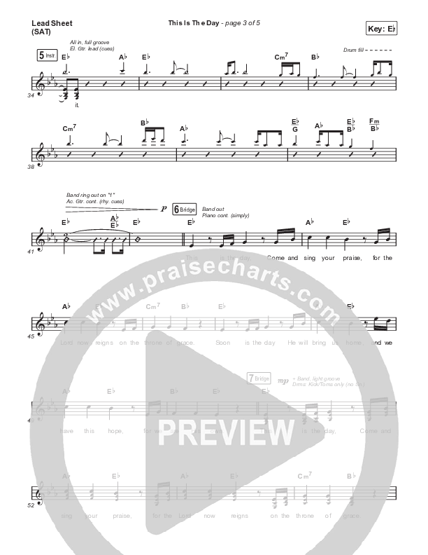 This Is The Day (Live) Lead Sheet (SAT) (CityAlight)