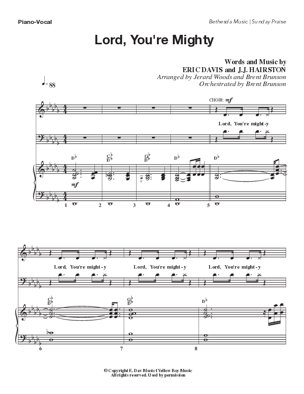 Lord You're Mighty (Live) Anthem (SATB/Piano) (Bethesda Music / Arr. Brent Brunson / Arr. Jerard Woods / Orch. Brent Brunson)