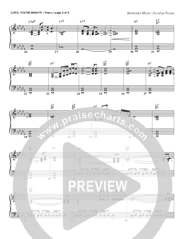 Lord You're Mighty (Live) Piano Sheet (Bethesda Music / Arr. Brent Brunson / Arr. Jerard Woods / Orch. Brent Brunson)