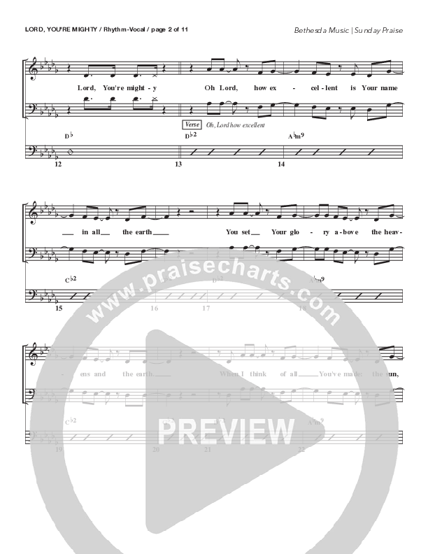 Lord You're Mighty (Live) Rhythm/Vocal (Bethesda Music / Arr. Brent Brunson / Arr. Jerard Woods / Orch. Brent Brunson)