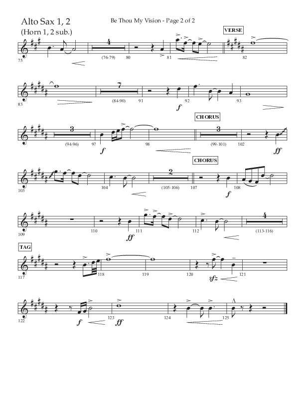 Be Thou My Vision (Choral Anthem SATB) Alto Sax 1/2 (Lifeway Choral / Arr. Eric Belvin / Arr. John Bolin / Orch. Cliff Duren)