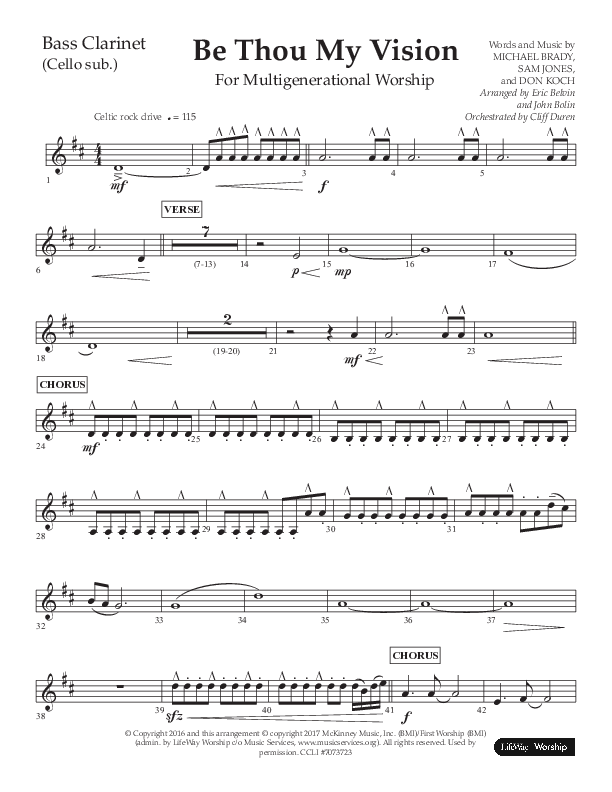 Be Thou My Vision (Choral Anthem SATB) Bass Clarinet (Lifeway Choral / Arr. Eric Belvin / Arr. John Bolin / Orch. Cliff Duren)