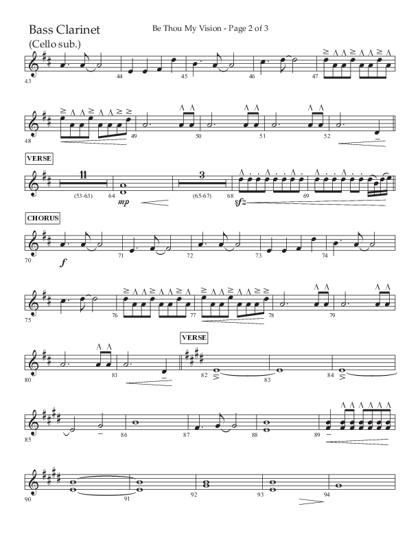 Be Thou My Vision (Choral Anthem SATB) Bass Clarinet (Lifeway Choral / Arr. Eric Belvin / Arr. John Bolin / Orch. Cliff Duren)