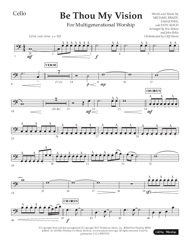 Be Thou My Vision (Choral Anthem SATB) Cello (Lifeway Choral / Arr. Eric Belvin / Arr. John Bolin / Orch. Cliff Duren)