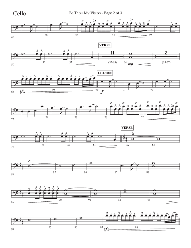 Be Thou My Vision (Choral Anthem SATB) Cello (Lifeway Choral / Arr. Eric Belvin / Arr. John Bolin / Orch. Cliff Duren)