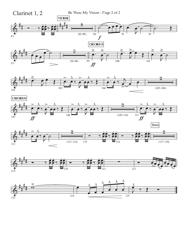 Be Thou My Vision (Choral Anthem SATB) Clarinet 1/2 (Lifeway Choral / Arr. Eric Belvin / Arr. John Bolin / Orch. Cliff Duren)