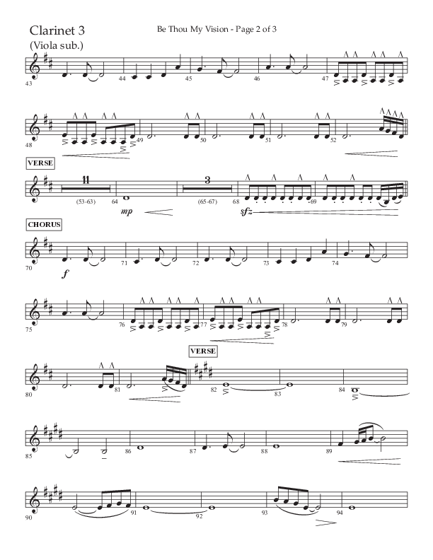 Be Thou My Vision (Choral Anthem SATB) Clarinet 3 (Lifeway Choral / Arr. Eric Belvin / Arr. John Bolin / Orch. Cliff Duren)