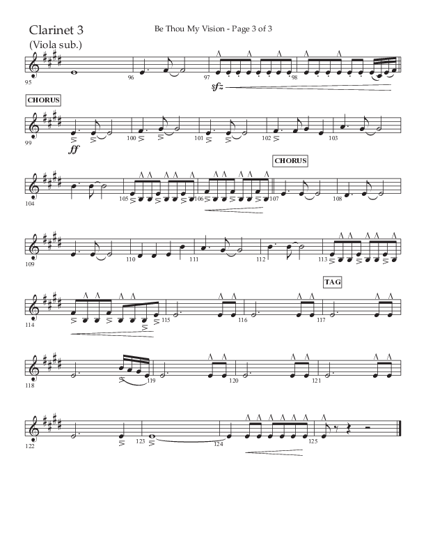 Be Thou My Vision (Choral Anthem SATB) Clarinet 3 (Lifeway Choral / Arr. Eric Belvin / Arr. John Bolin / Orch. Cliff Duren)