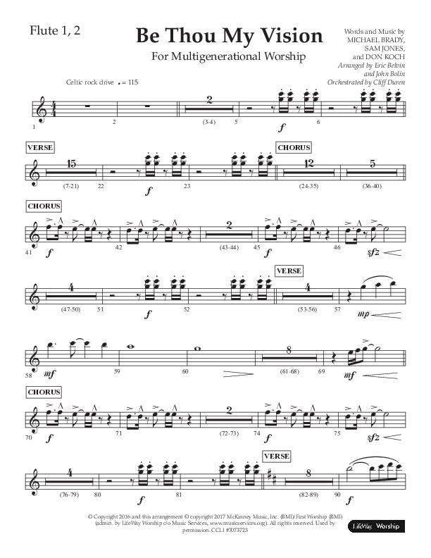 Be Thou My Vision (Choral Anthem SATB) Flute 1/2 (Lifeway Choral / Arr. Eric Belvin / Arr. John Bolin / Orch. Cliff Duren)