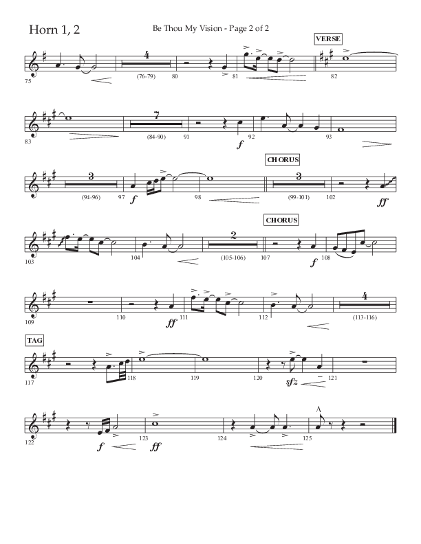 Be Thou My Vision (Choral Anthem SATB) French Horn 1/2 (Lifeway Choral / Arr. Eric Belvin / Arr. John Bolin / Orch. Cliff Duren)