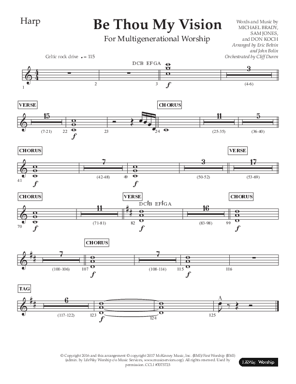 Be Thou My Vision (Choral Anthem SATB) Harp (Lifeway Choral / Arr. Eric Belvin / Arr. John Bolin / Orch. Cliff Duren)