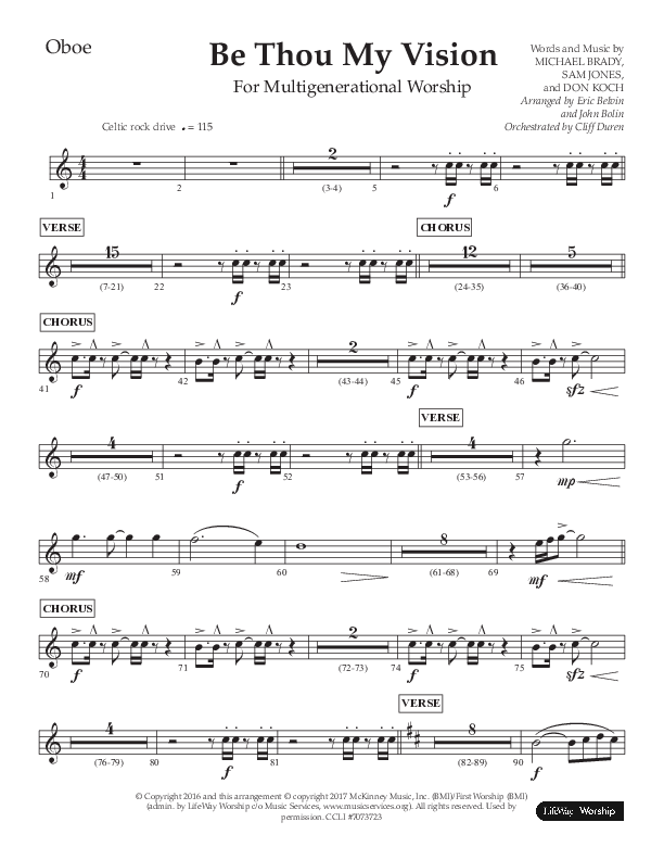 Be Thou My Vision (Choral Anthem SATB) Oboe (Lifeway Choral / Arr. Eric Belvin / Arr. John Bolin / Orch. Cliff Duren)