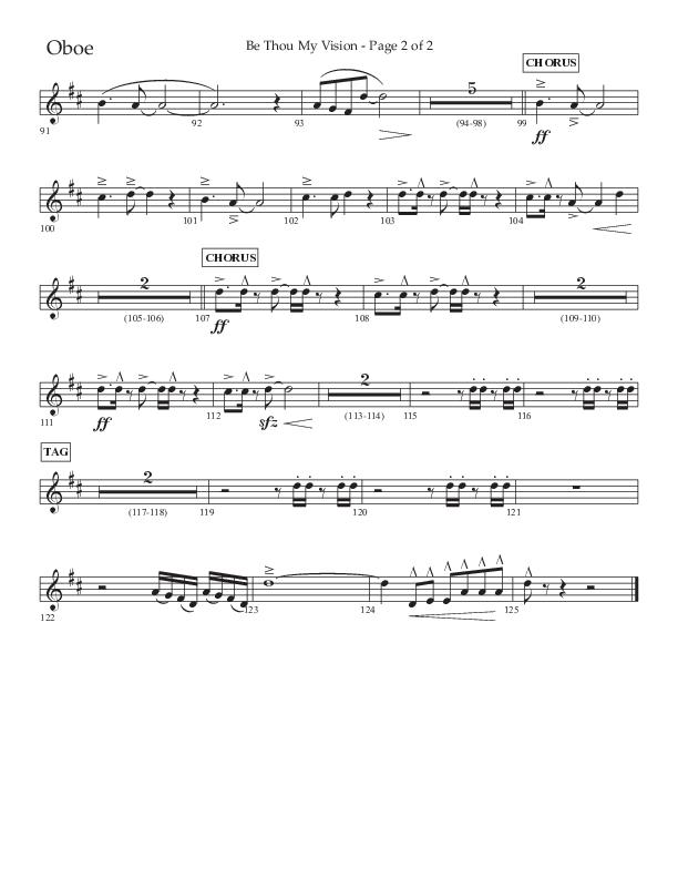 Be Thou My Vision (Choral Anthem SATB) Oboe (Lifeway Choral / Arr. Eric Belvin / Arr. John Bolin / Orch. Cliff Duren)