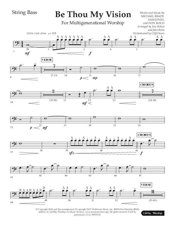 Be Thou My Vision (Choral Anthem SATB) String Bass (Lifeway Choral / Arr. Eric Belvin / Arr. John Bolin / Orch. Cliff Duren)