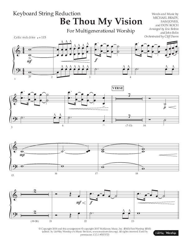 Be Thou My Vision (Choral Anthem SATB) String Reduction (Lifeway Choral / Arr. Eric Belvin / Arr. John Bolin / Orch. Cliff Duren)