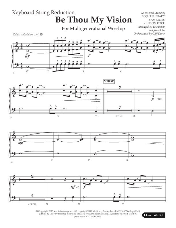 Be Thou My Vision (Choral Anthem SATB) String Reduction (Lifeway Choral / Arr. Eric Belvin / Arr. John Bolin / Orch. Cliff Duren)