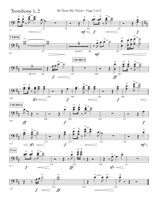 Be Thou My Vision (Choral Anthem SATB) Trombone 1/2 (Lifeway Choral / Arr. Eric Belvin / Arr. John Bolin / Orch. Cliff Duren)