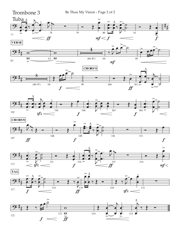 Be Thou My Vision (Choral Anthem SATB) Trombone 3/Tuba (Lifeway Choral / Arr. Eric Belvin / Arr. John Bolin / Orch. Cliff Duren)