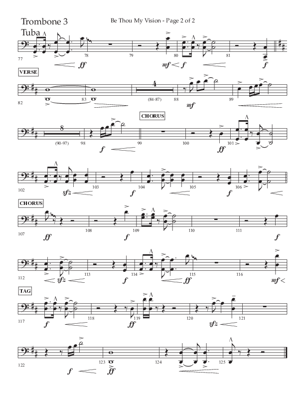 Be Thou My Vision (Choral Anthem SATB) Trombone 3/Tuba (Lifeway Choral / Arr. Eric Belvin / Arr. John Bolin / Orch. Cliff Duren)