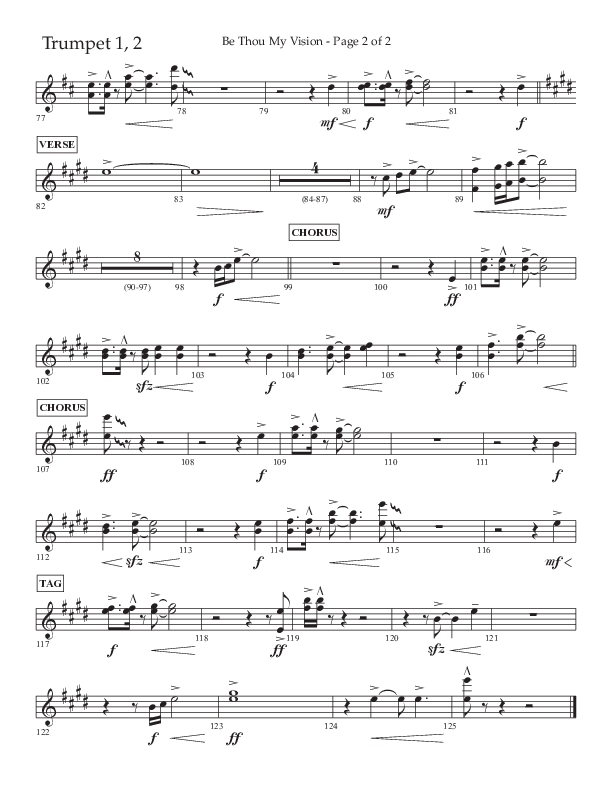 Be Thou My Vision (Choral Anthem SATB) Trumpet 1,2 (Lifeway Choral / Arr. Eric Belvin / Arr. John Bolin / Orch. Cliff Duren)