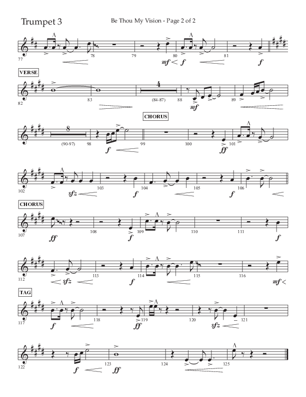 Be Thou My Vision (Choral Anthem SATB) Trumpet 3 (Lifeway Choral / Arr. Eric Belvin / Arr. John Bolin / Orch. Cliff Duren)